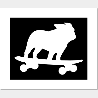 Skateboarding Bulldog | Cool Skater Dog Silhouette Posters and Art